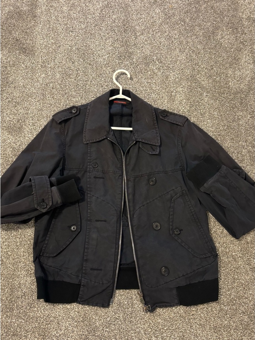Vintage Prada Black Military Field Jacket Mens Medium
